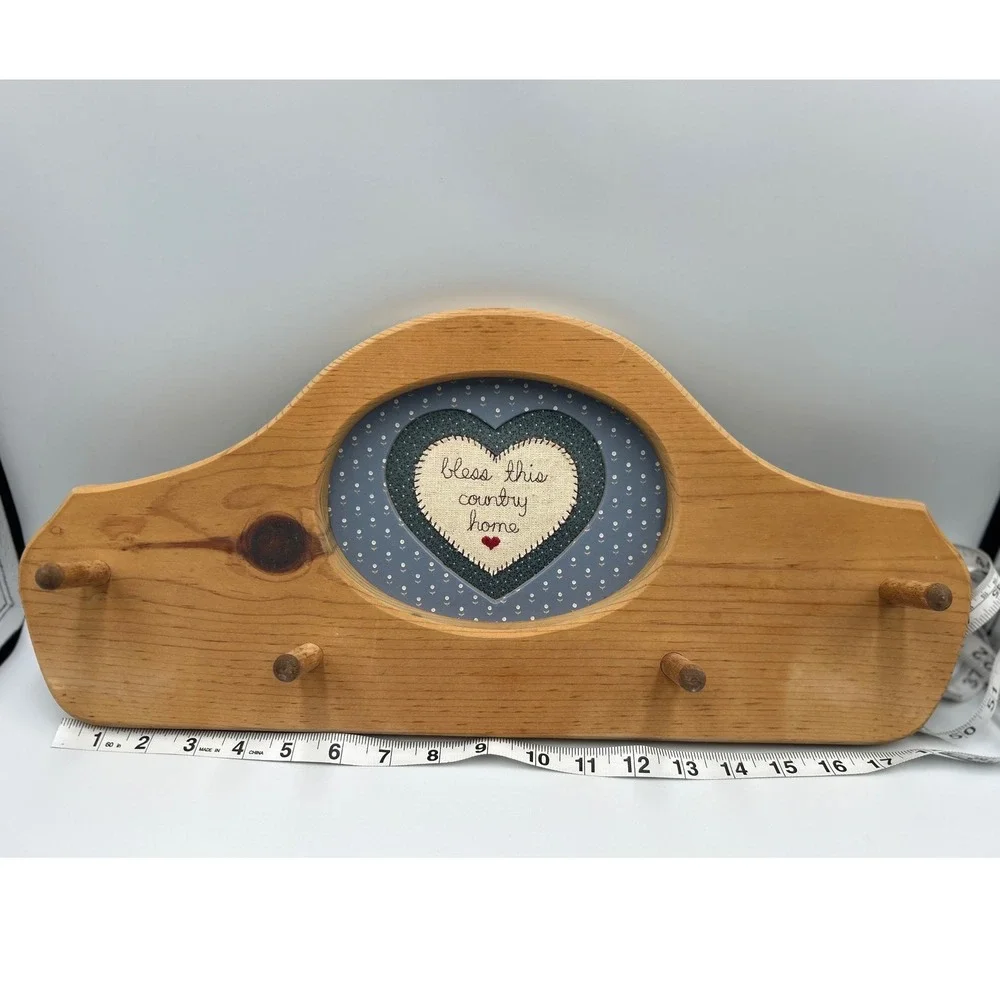 Homewarmers by Valorie Wood Wall Peg Rack Bless This Country Home Heart Plaque
